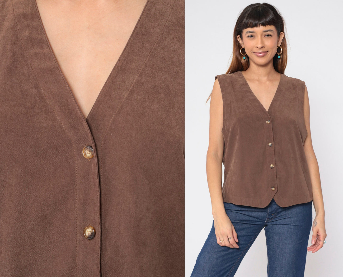 90s Orvis Brown Button-Up Vest Tank Top Large