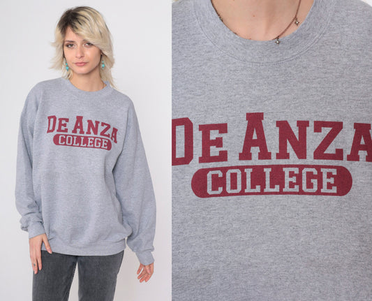 90s De Anza College Sweatshirt Cupertino California Grey Crewneck Large L