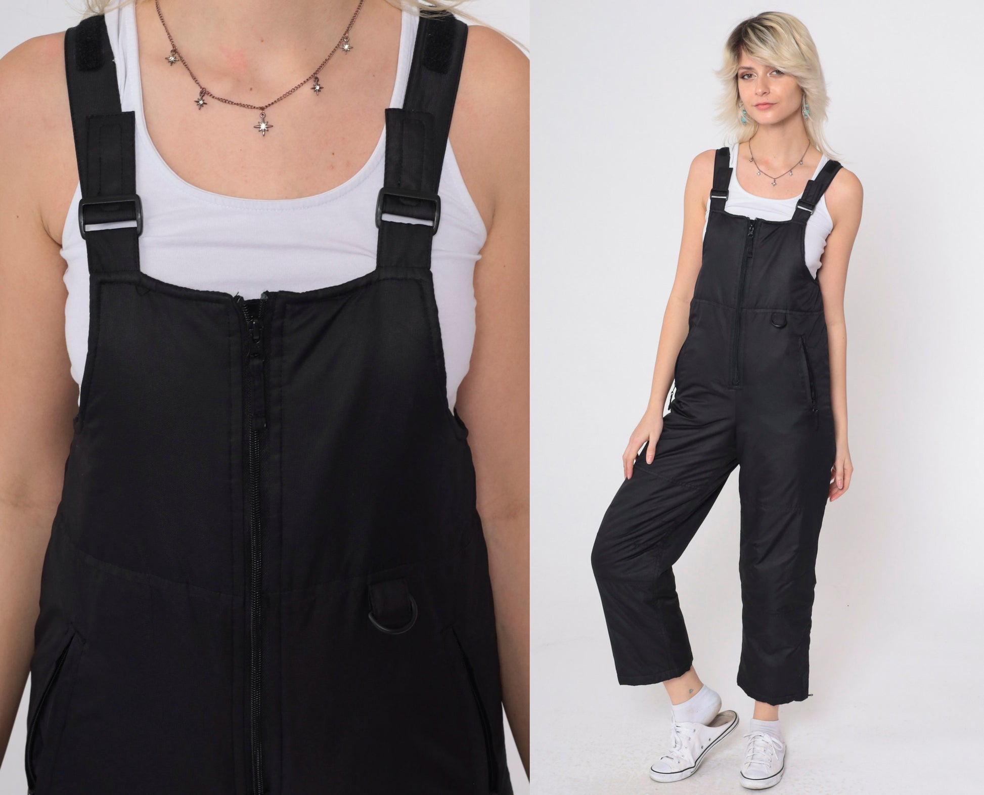 90s Athletech Black Ski Pants Suspender Straps Youth Large