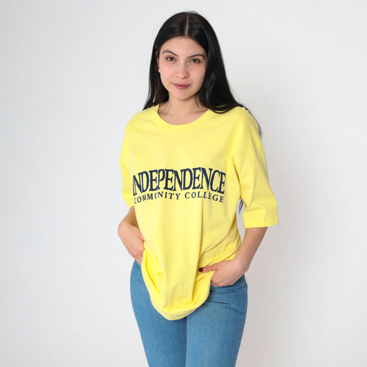 90s Independence Community College Kansas Graphic T-Shirt Yellow Single Stitch Extra Large