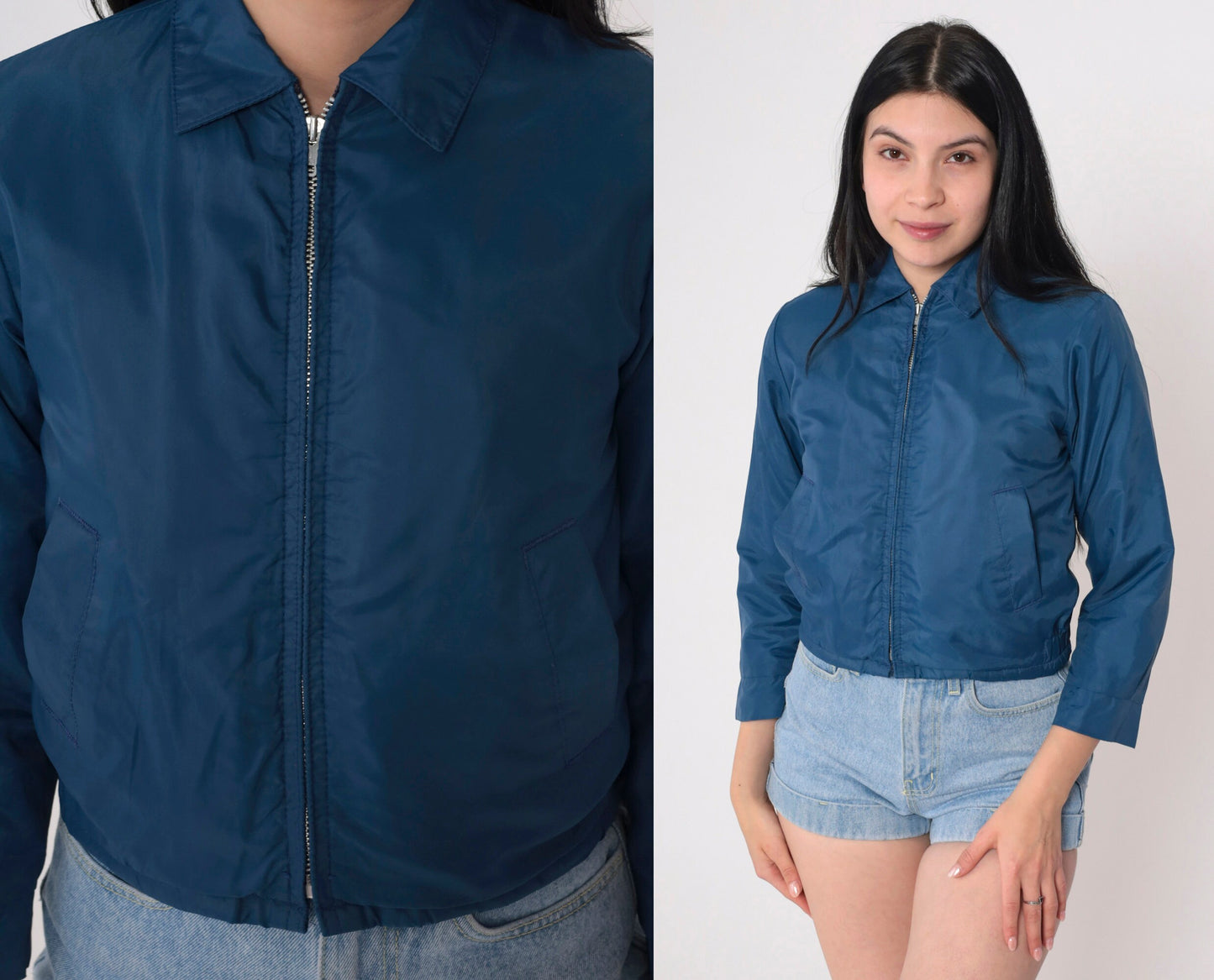 70s 80s Pacific Trail Dark Blue Windbreaker Jacket Faux Sherpa Lined Extra Small