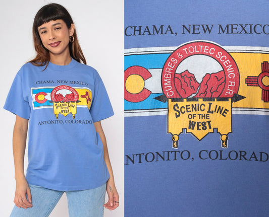 90s Cumbres & Toltec Railway Graphic T-Shirt Train Chama New Mexico Large L