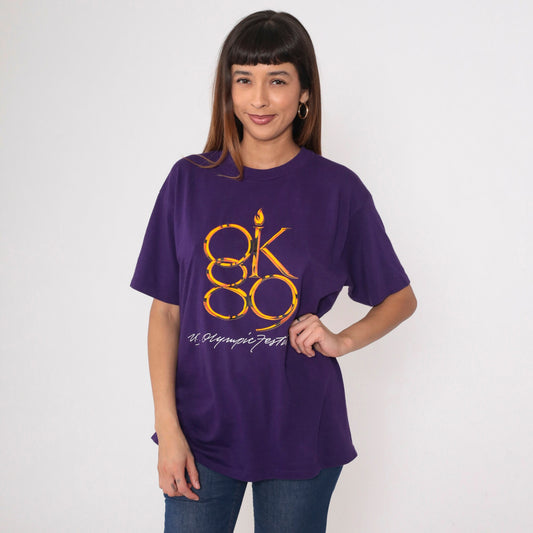 80s Oklahoma City 1989 Sports Festival Graphic Tee Purple Large
