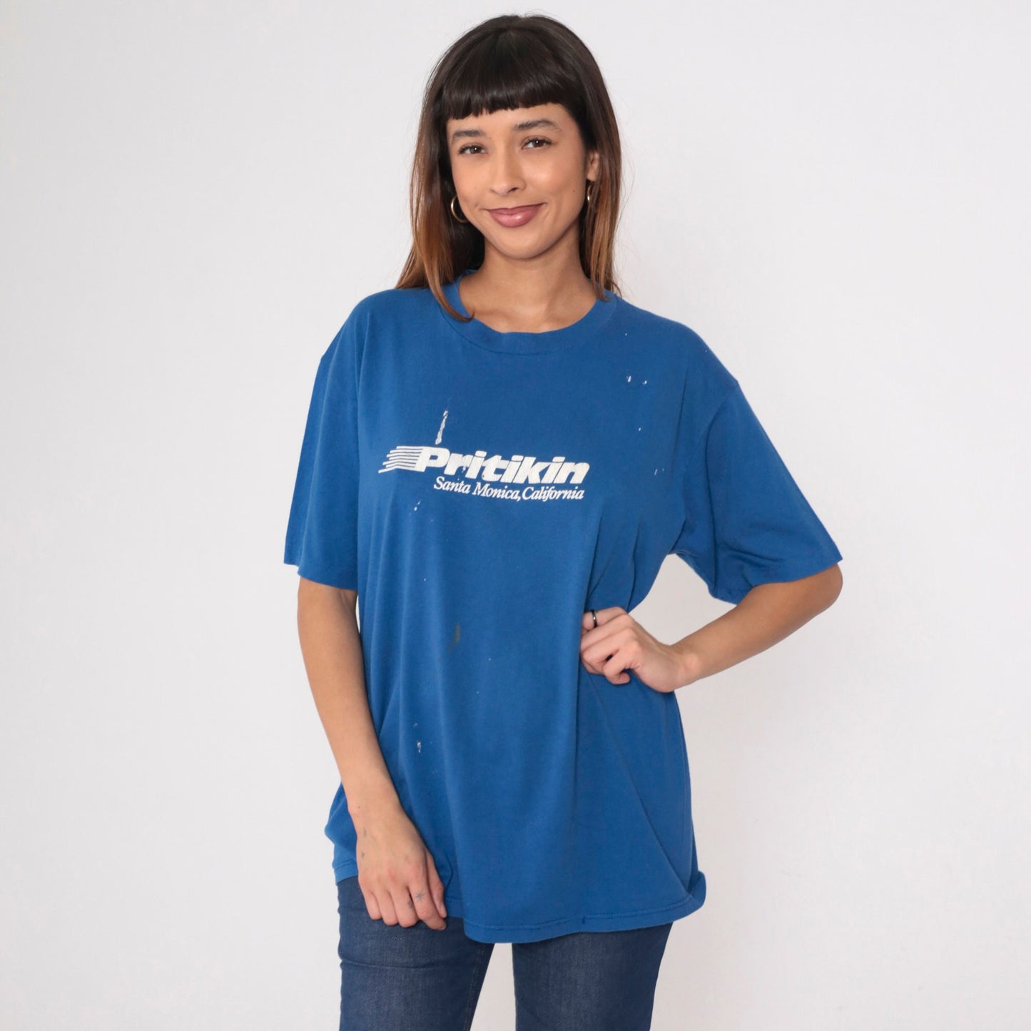 80s Pritikin Longevity Center Santa Monica Graphic T-Shirt Blue Extra Large XL