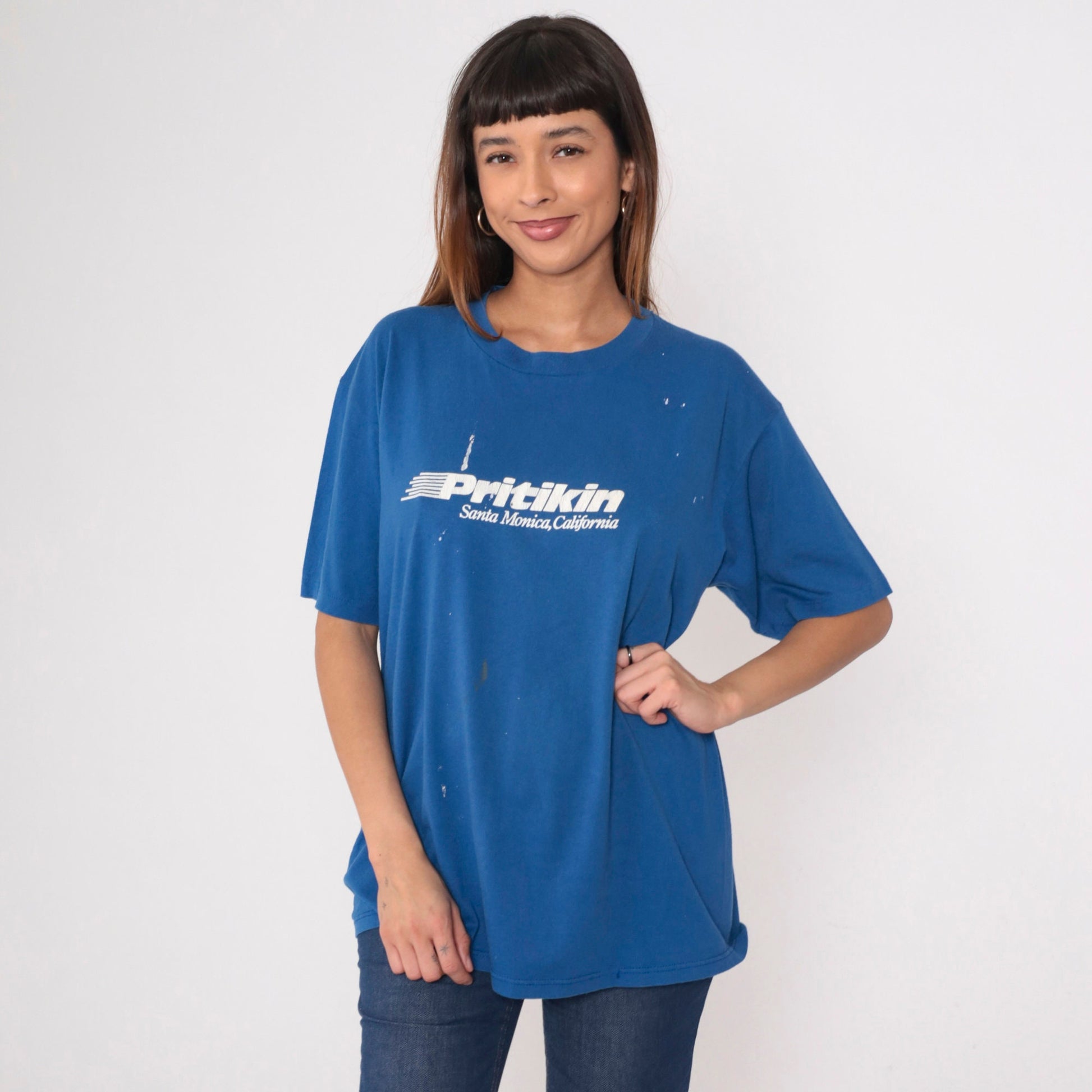 80s Pritikin Longevity Center Santa Monica Graphic T-Shirt Blue Extra Large XL