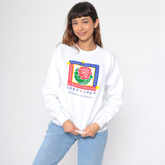 1989 Tournament of Roses Centennial Sweatshirt Pasadena Graphic Crewneck Medium