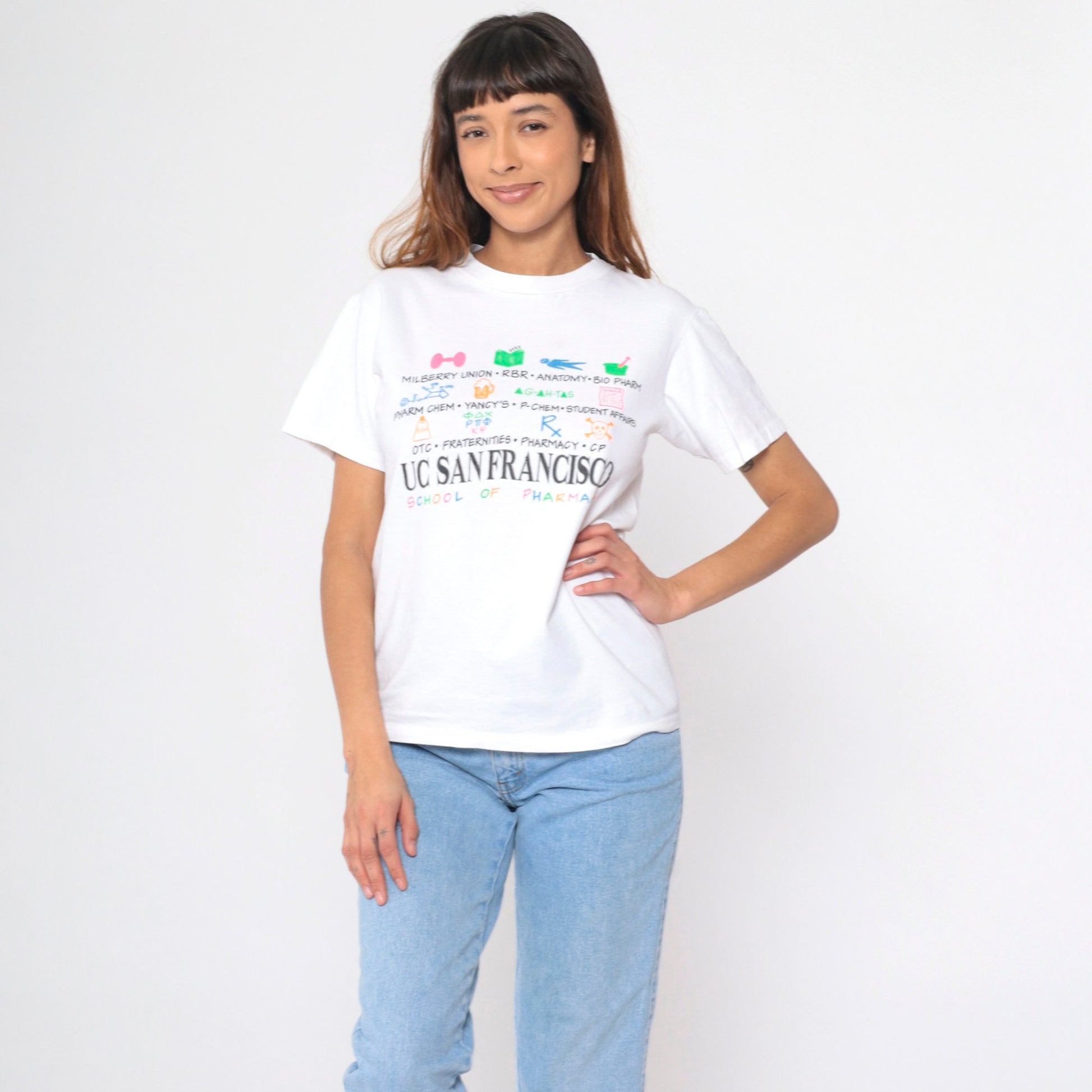 90s UC San Francisco School of Pharmacy Graphic T-Shirt Cotton Small
