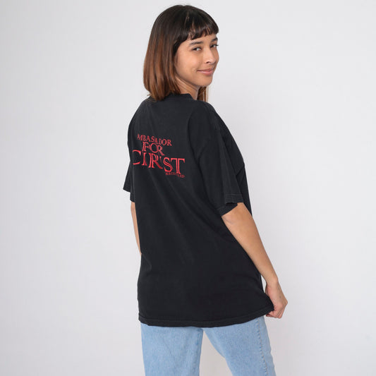 90s Ambassador for Christ 2 Corinthians 5:20 Graphic T-Shirt Black Medium