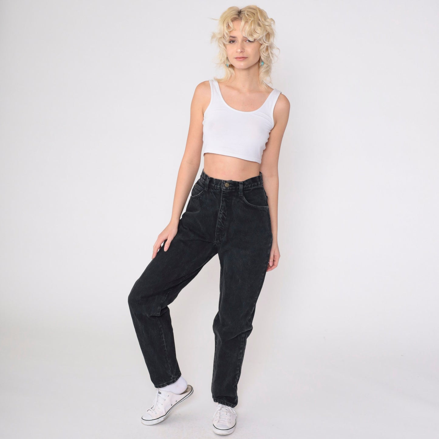 90s Hunt Club Black High-Waisted Tapered Jeans Small 6