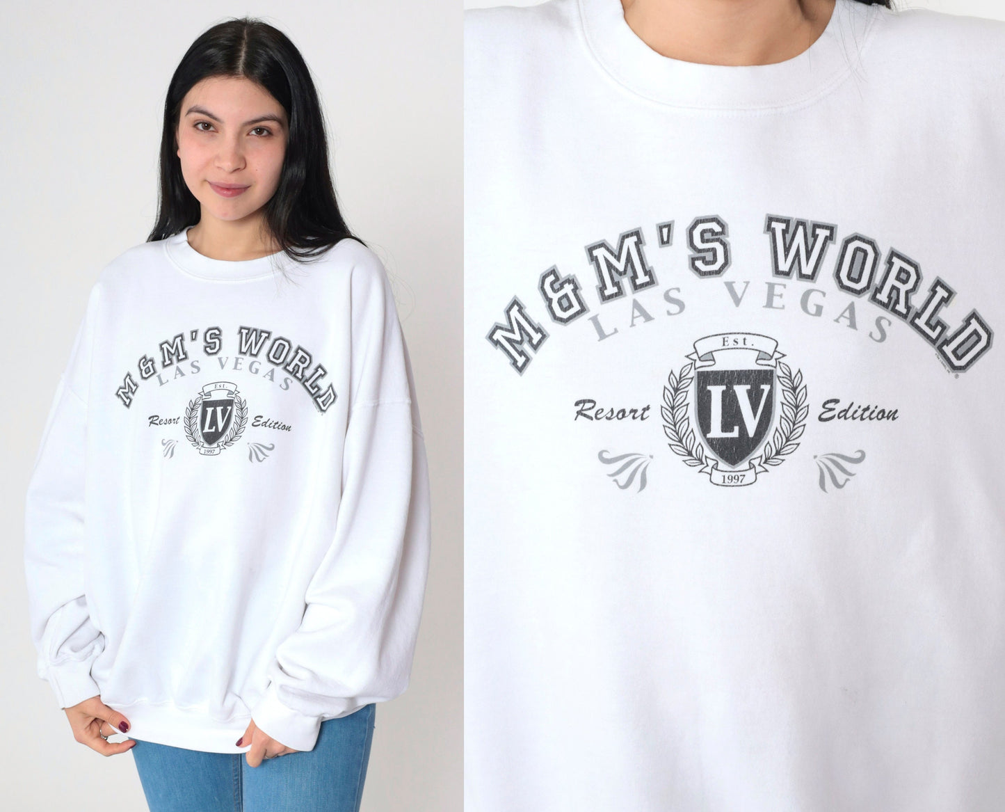 90s M&Ms World Las Vegas Sweatshirt White Crewneck Extra Large XXL