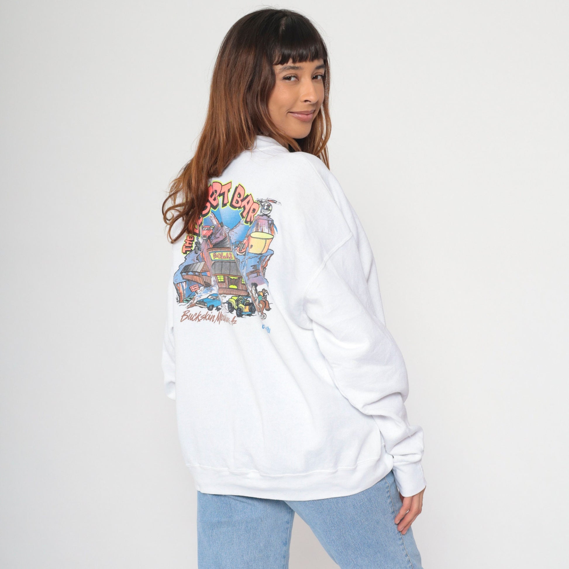 90s Nellie E Saloon Parker Arizona Graphic Sweatshirt White Crewneck Extra Large XXL
