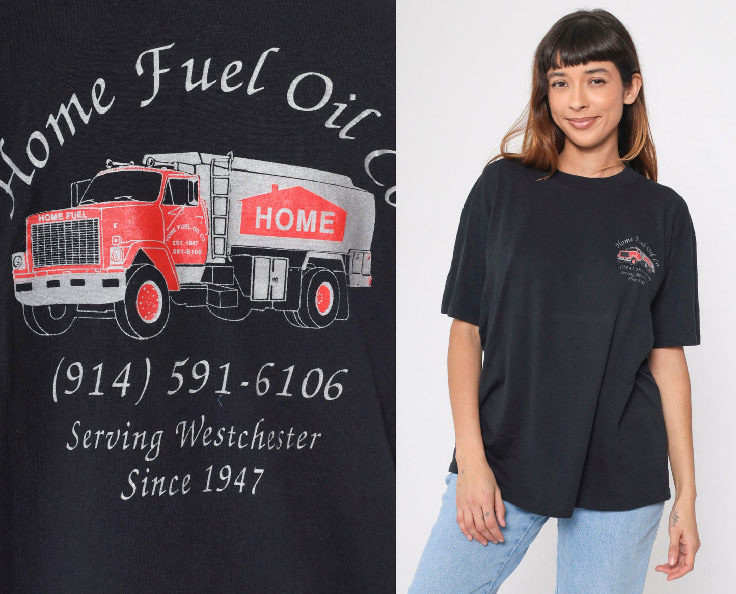90s Home Fuel Oil Company Graphic T-Shirt Black Extra Large XL