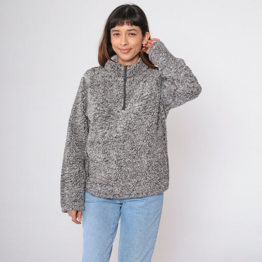 90s Vail Colorado Fleece Quarter Zip Mock Neck Sweatshirt Grey Large L