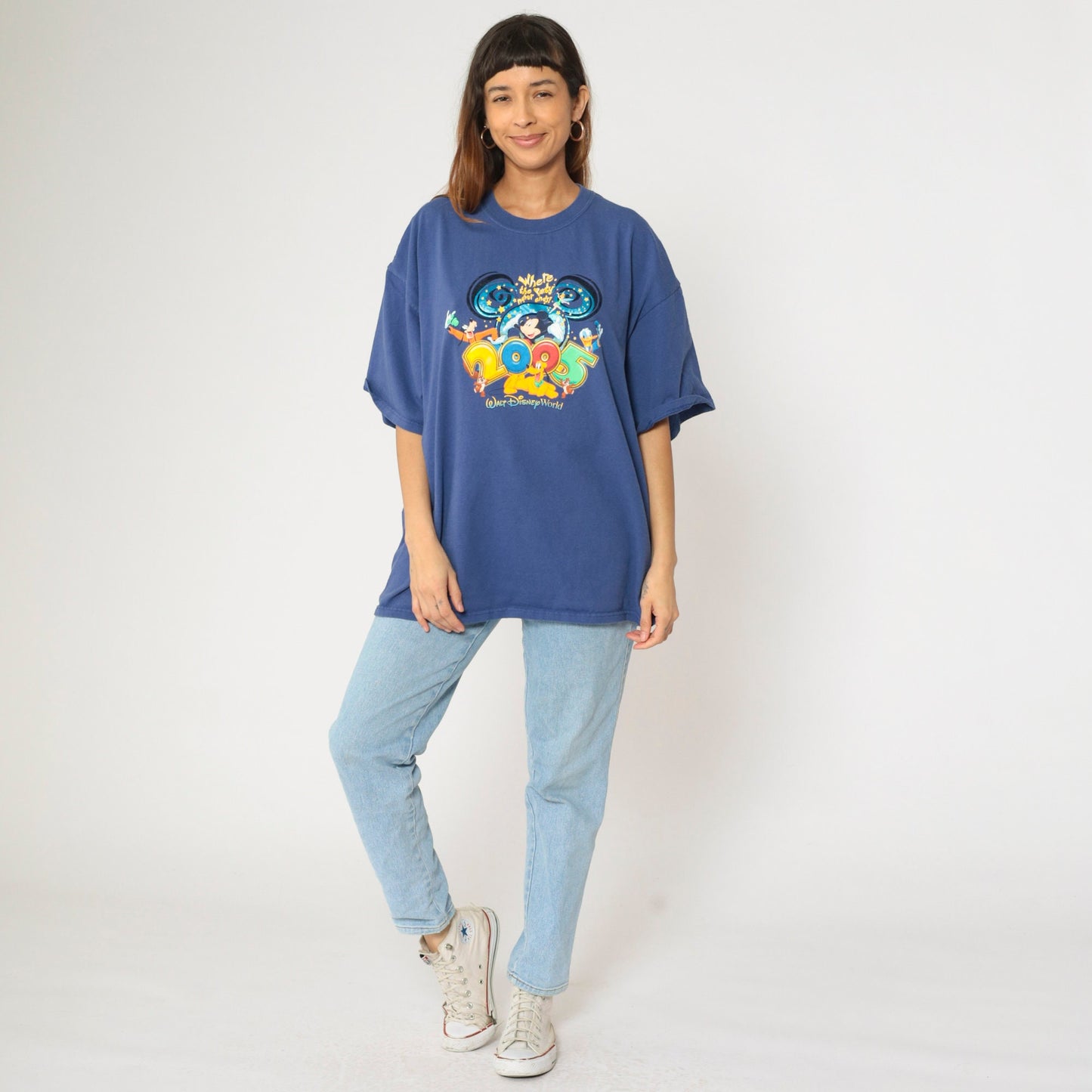 00s Walt Disney World Mickey Mouse Goofy Donald Duck Pluto Graphic Tee Blue Extra Extra Large XXL