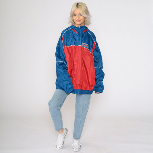 Chicago Cubs Reversible Windbreaker Fleece Jacket Red Blue Color Block XXL