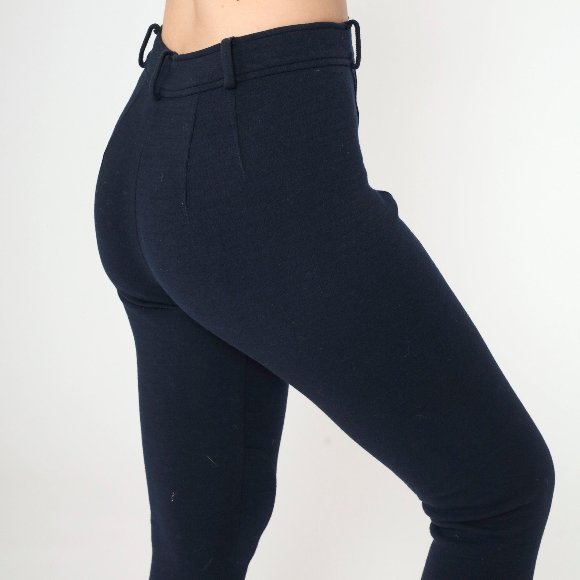 90s Bebe Black Wool High-Waist Tapered Trousers Small