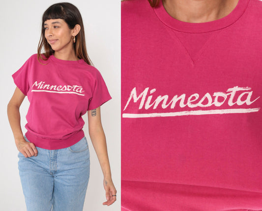 80s Minnesota Collegiate Pacific Graphic T-Shirt Hot Pink Small