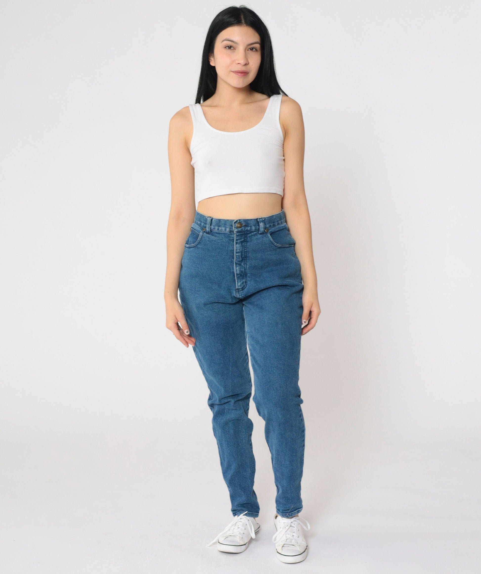 90s Forenza High Waist Tapered Jeans Blue Stretch Denim Small