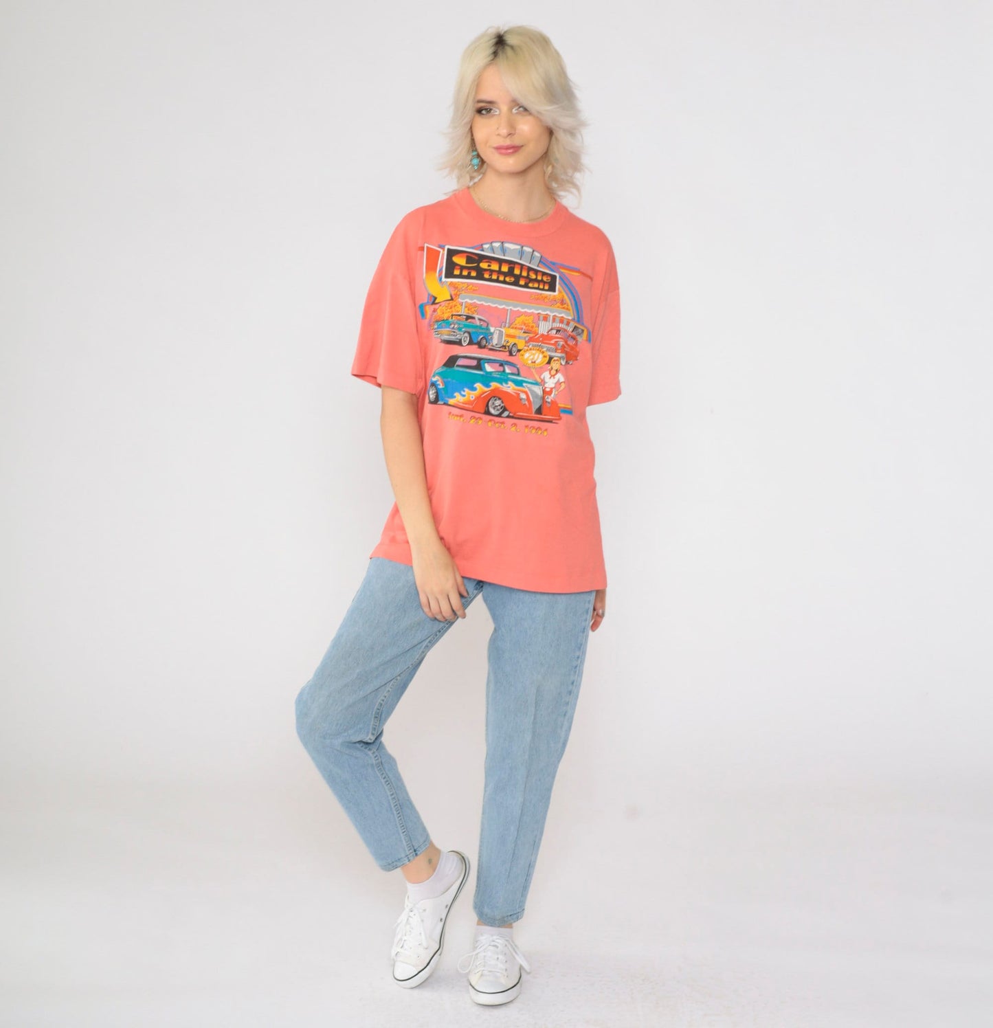 1994 Carlisle in the Fall Classic Car Graphic T-Shirt Coral Extra Large