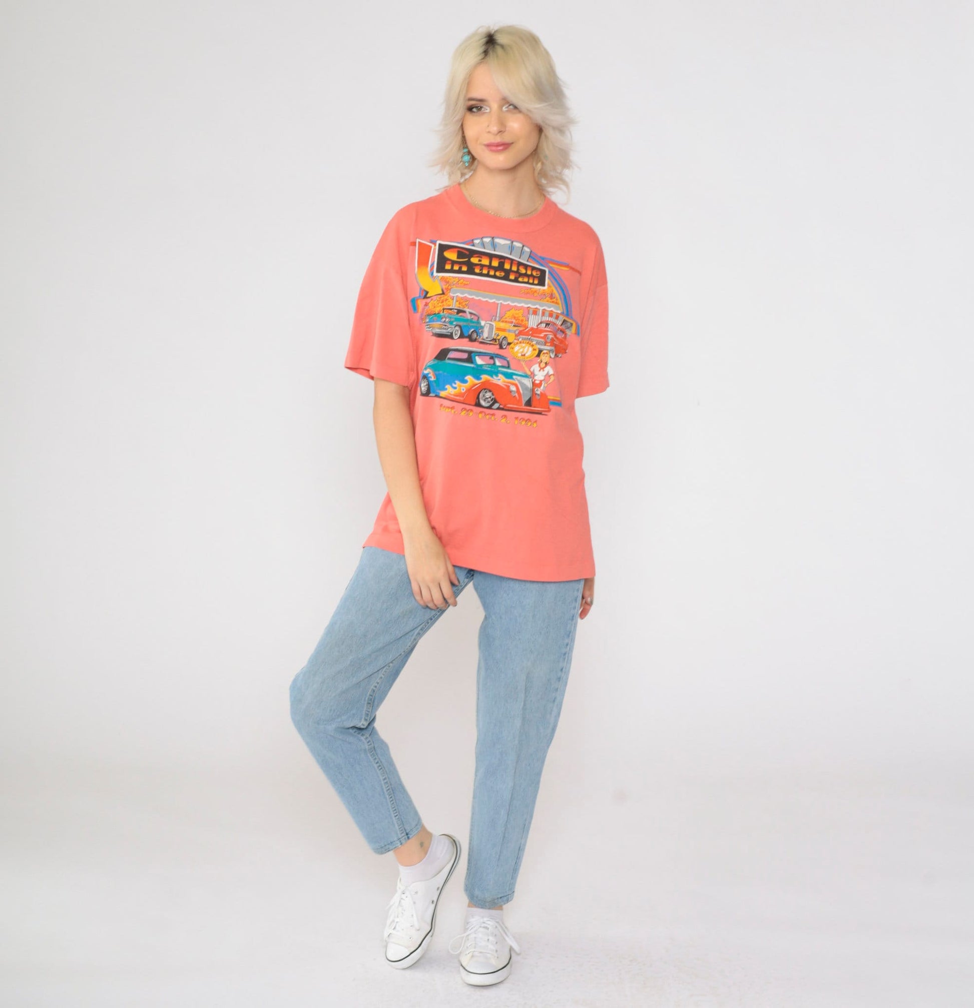 1994 Carlisle in the Fall Classic Car Graphic T-Shirt Coral Extra Large