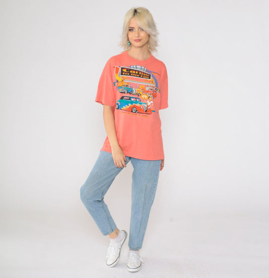 1994 Carlisle in the Fall Classic Car Graphic T-Shirt Coral Extra Large