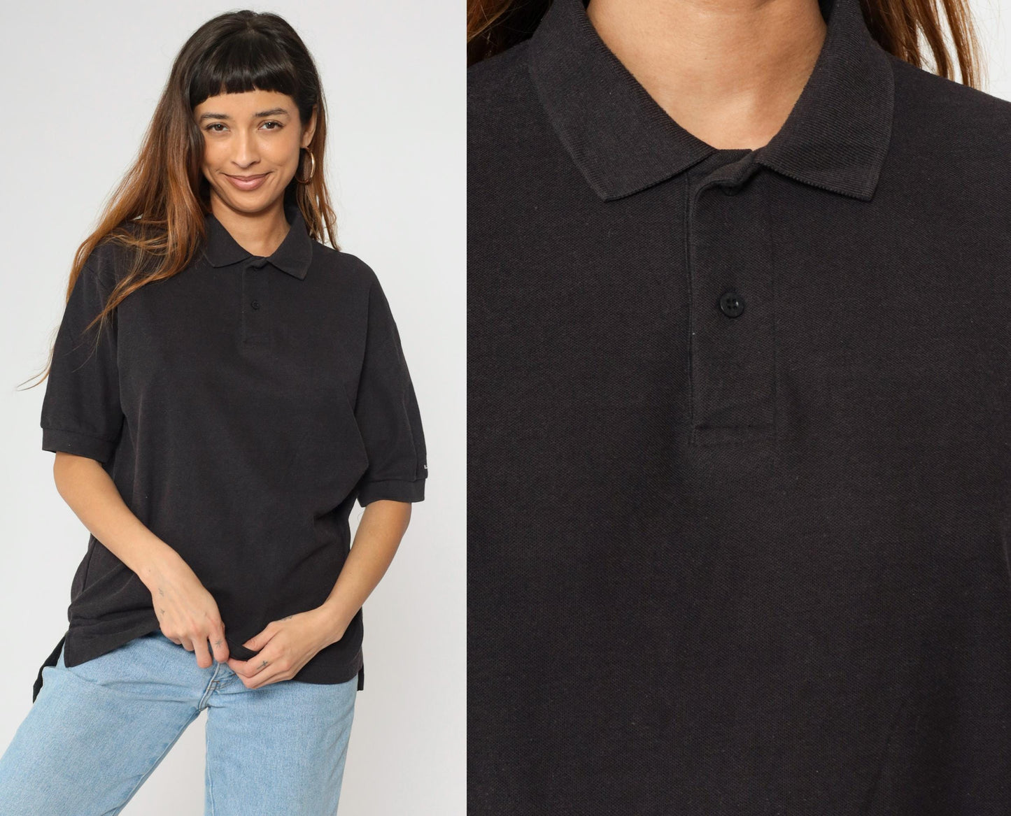 Levi's 90s Black Polo Shirt Short Sleeve Collared Button Up Men's Large L