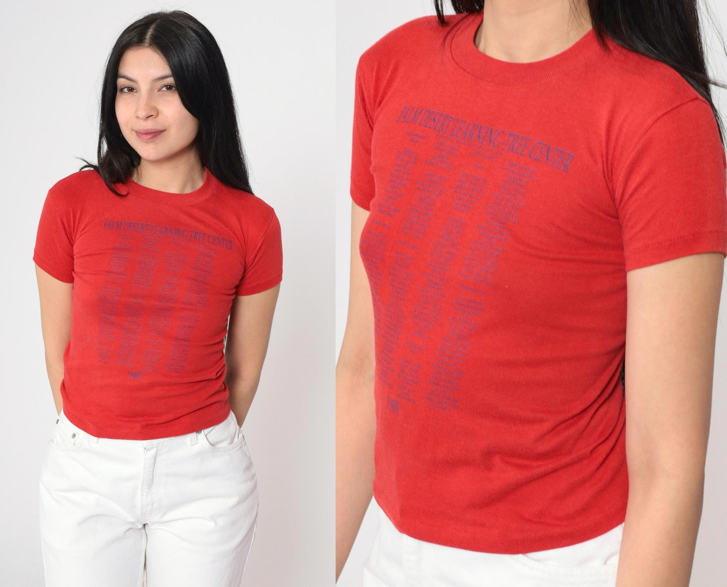 80s Palm Desert Learning Tree Center Graphic Tee Red Cotton XS