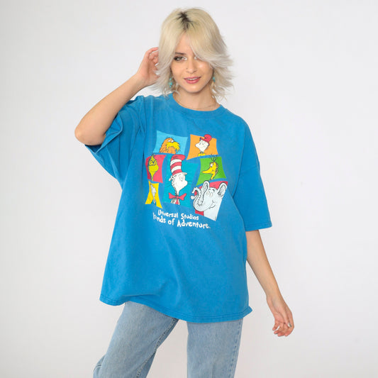 00s Seuss Landing Universal Studios Islands of Adventure Graphic Tee Blue XXL