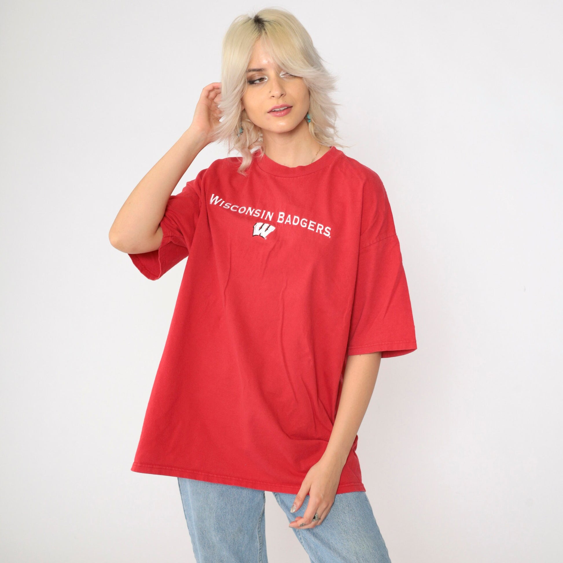 90s Champion Wisconsin Badgers Graphic T-Shirt Red Cotton Extra Large