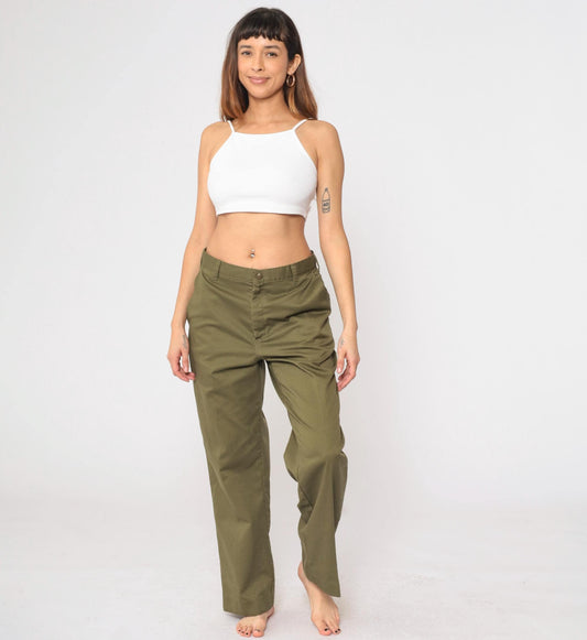 90s Boy Scouts of America Olive Green High-Waisted Trousers Medium 33