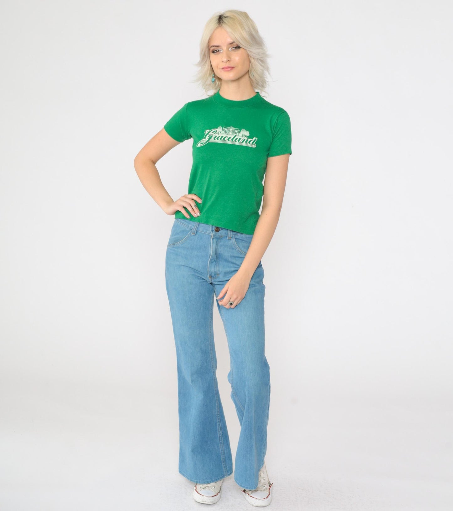 80s Graceland Memphis Tennessee Graphic T-Shirt Green Youth Medium