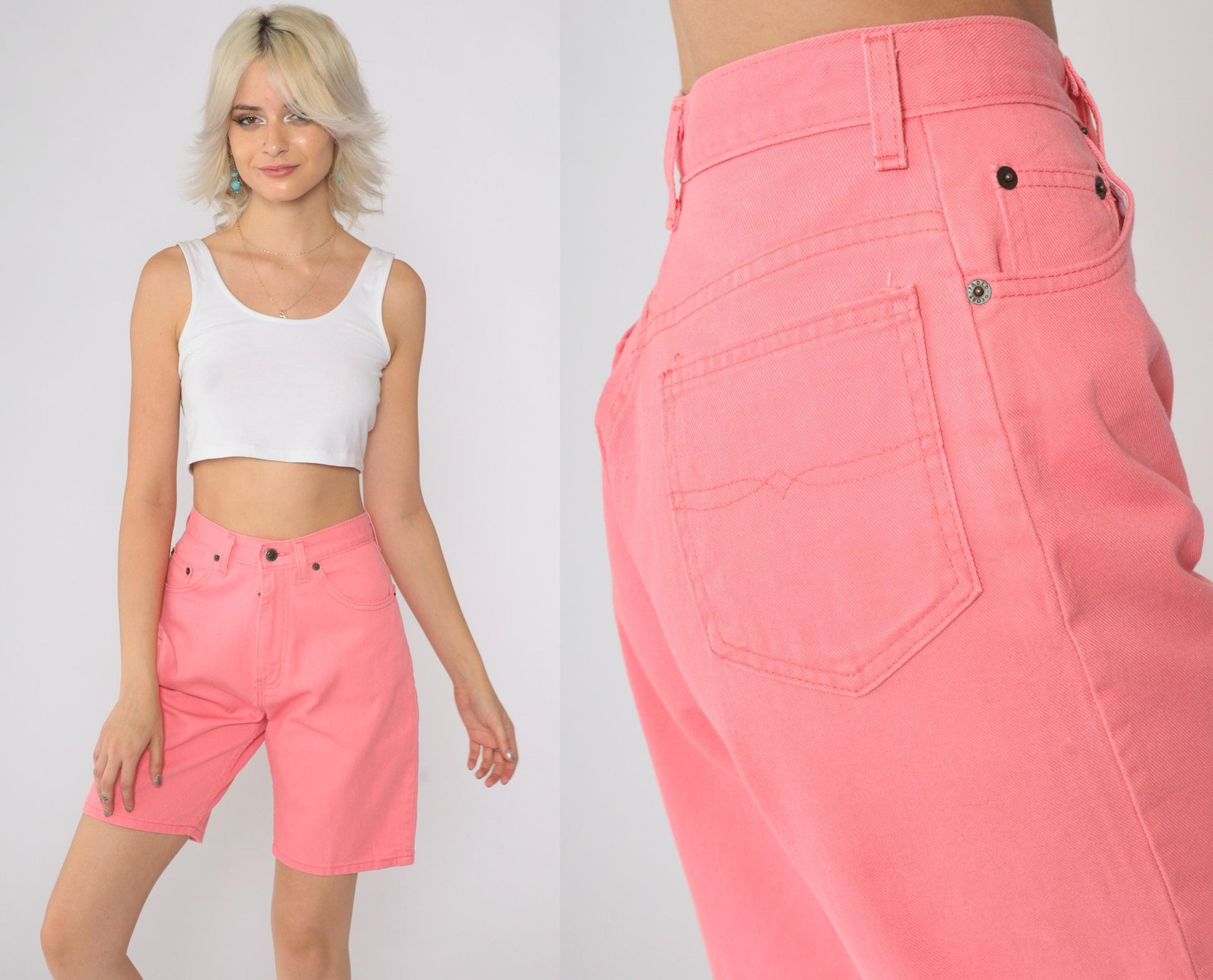 90s Faded Glory Pink Denim Shorts High Waisted Size 4