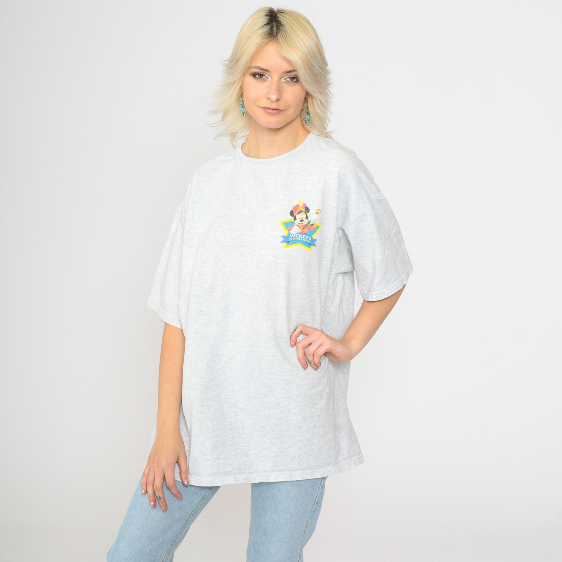 90s Mickey's Hometown Parade Tour 1999 Disney Graphic Tee Heather Grey Extra Large XL
