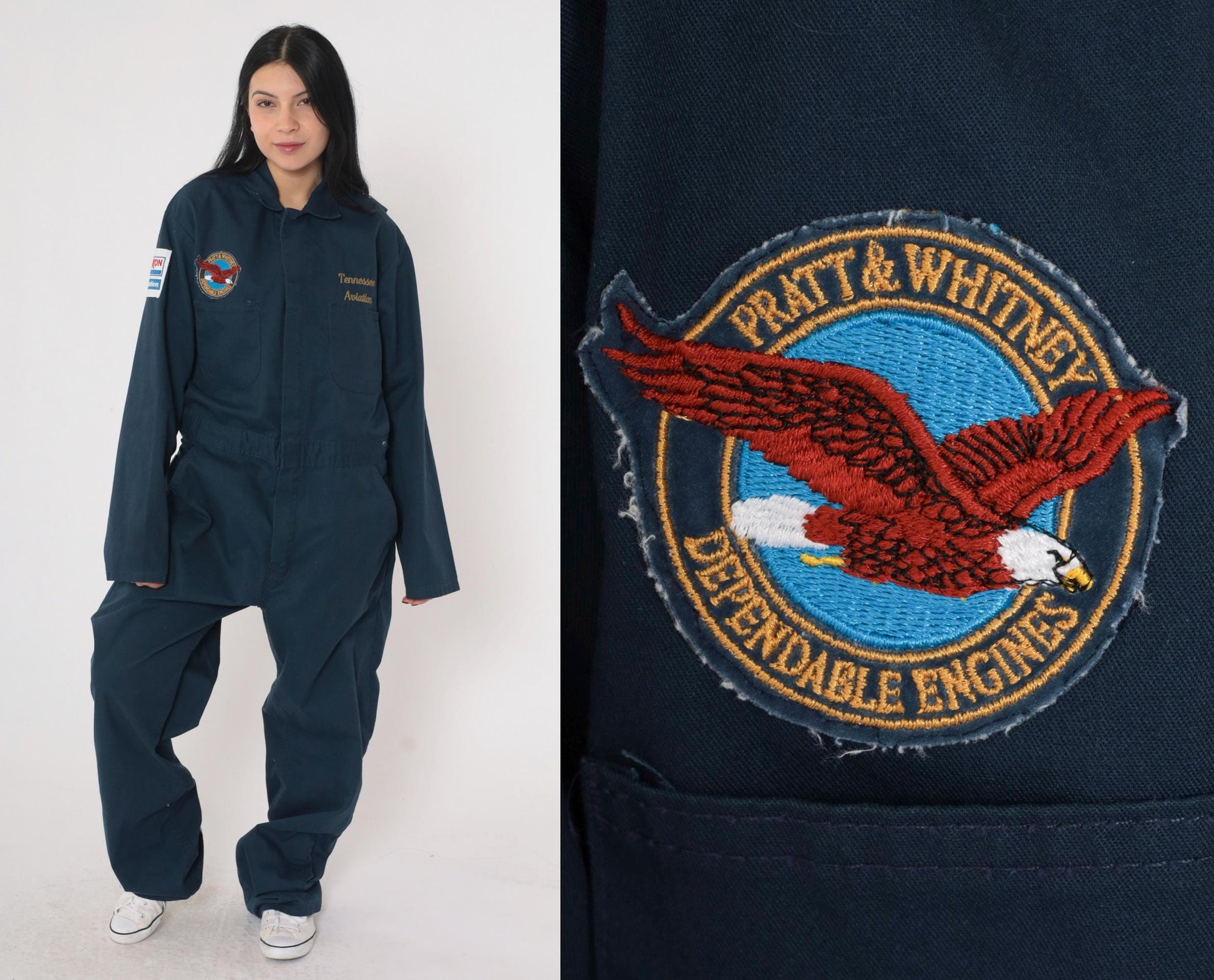 00s Navy Tennessee Aviation Jumpsuit Coveralls Pratt Whitney Exxon Patch Extra Large