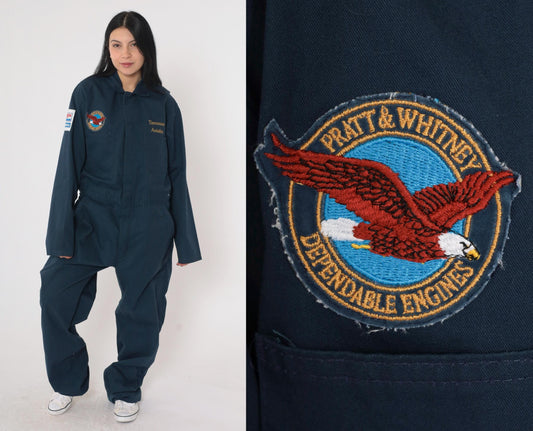 00s Navy Tennessee Aviation Jumpsuit Coveralls Pratt Whitney Exxon Patch Extra Large