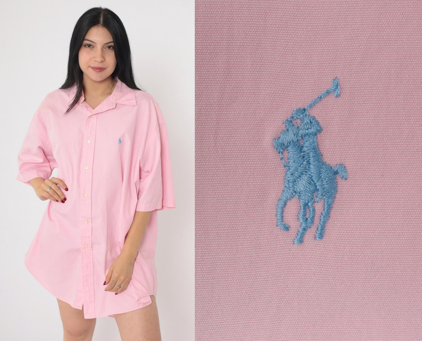 90s Polo Ralph Lauren Pink Cotton Oxford Button-Up Shirt Extra Large XL