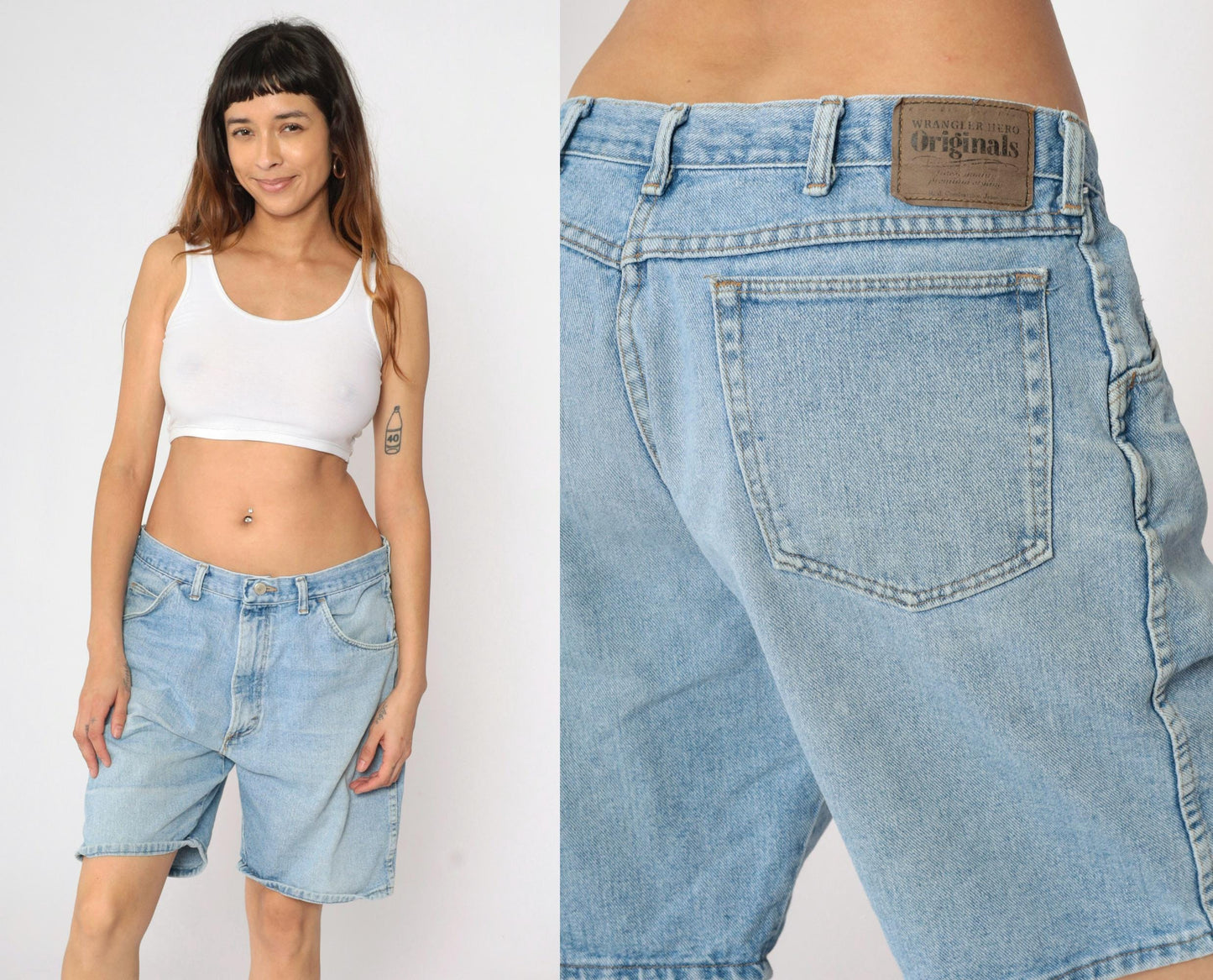90s Wrangler High Rise Denim Shorts Blue Jean Men's 36