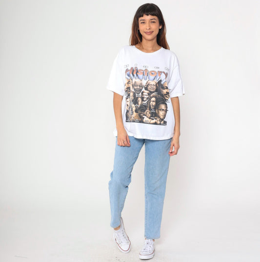 90s Black History Graphic T-Shirt Martin Luther King Malcolm X Rosa Parks Nelson Mandela Extra Large