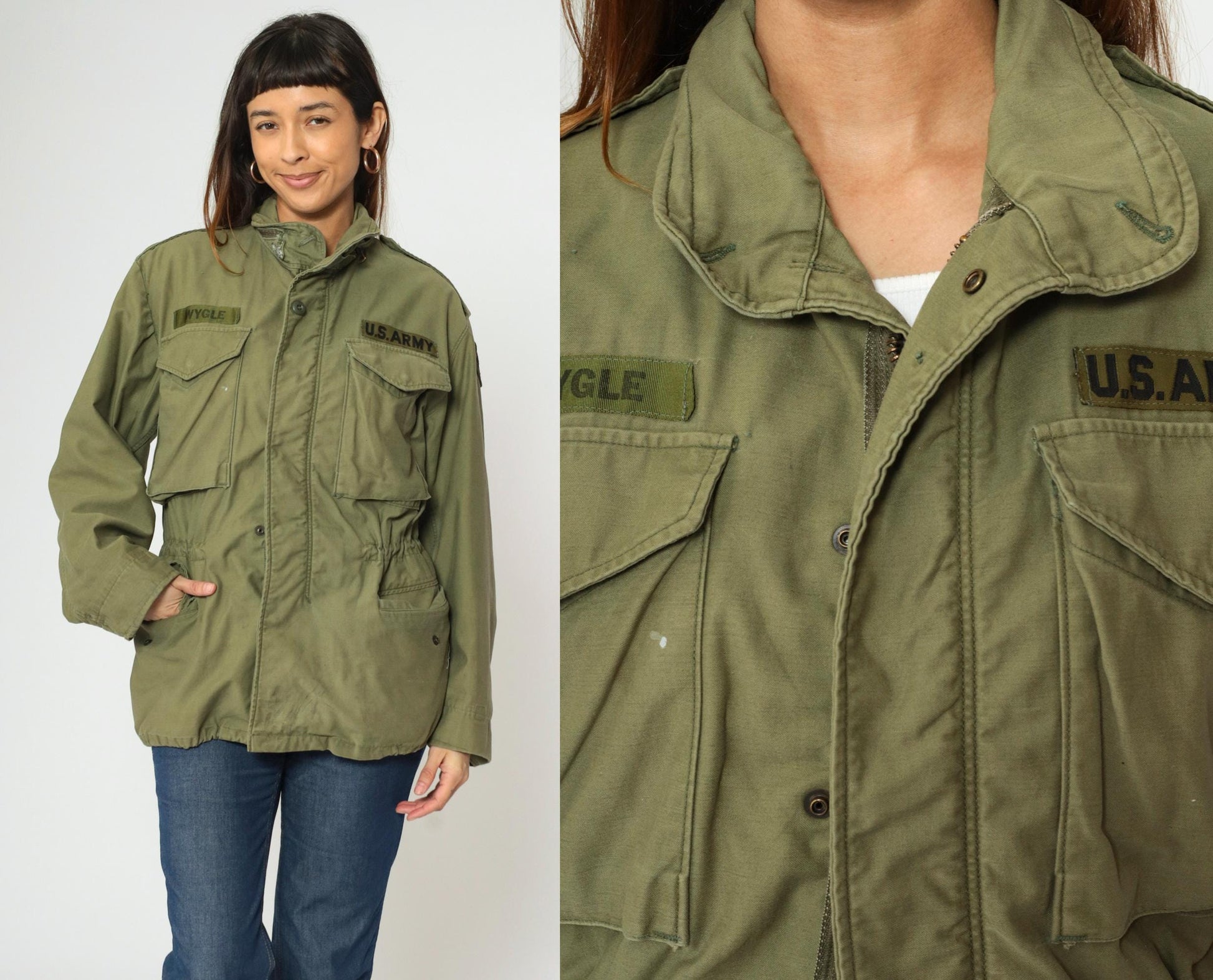 1960s U.S. Army M-65 Field Jacket Vietnam Era 1st Signal Brigade Olive Drab Medium