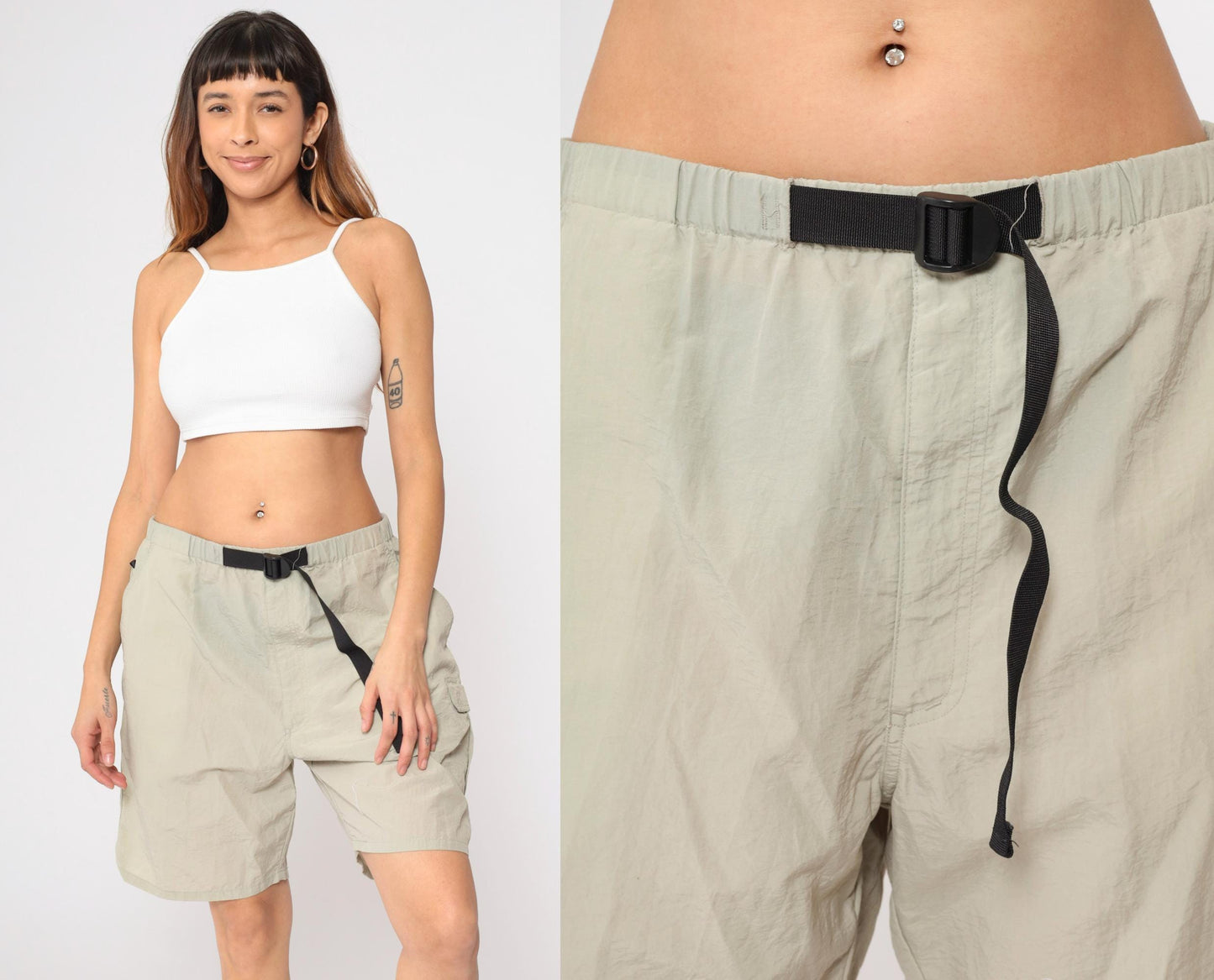00s St. John's Bay Hiking Shorts Taupe Nylon Drawstring Large L