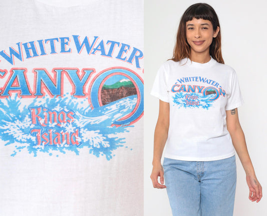 80s White Water Canyon Kings Island Ohio Graphic T-Shirt Screen Stars Small