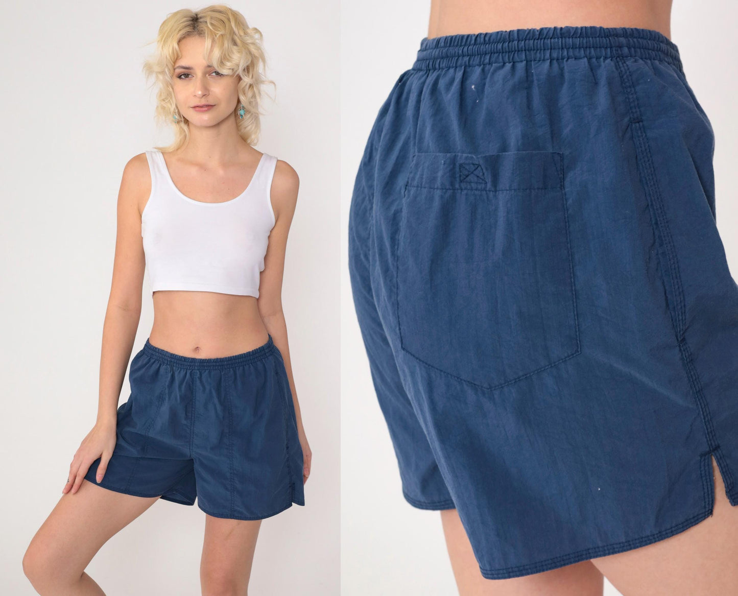 90s Gap Navy Nylon Swim Shorts Elastic Waist Small Petite