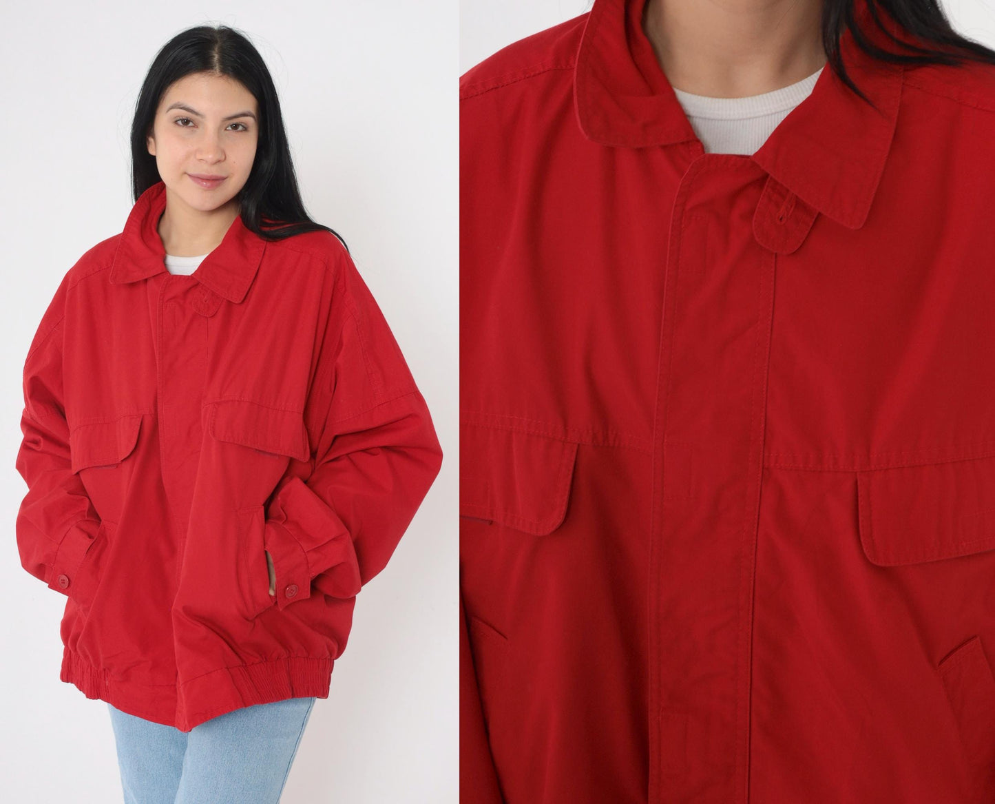 80s London Fog Red Bomber Windbreaker Jacket Extra Large XL