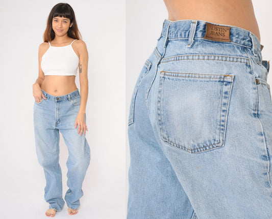90s Austin Jeans Men's 38x36 High Rise Straight Leg Blue Denim Large