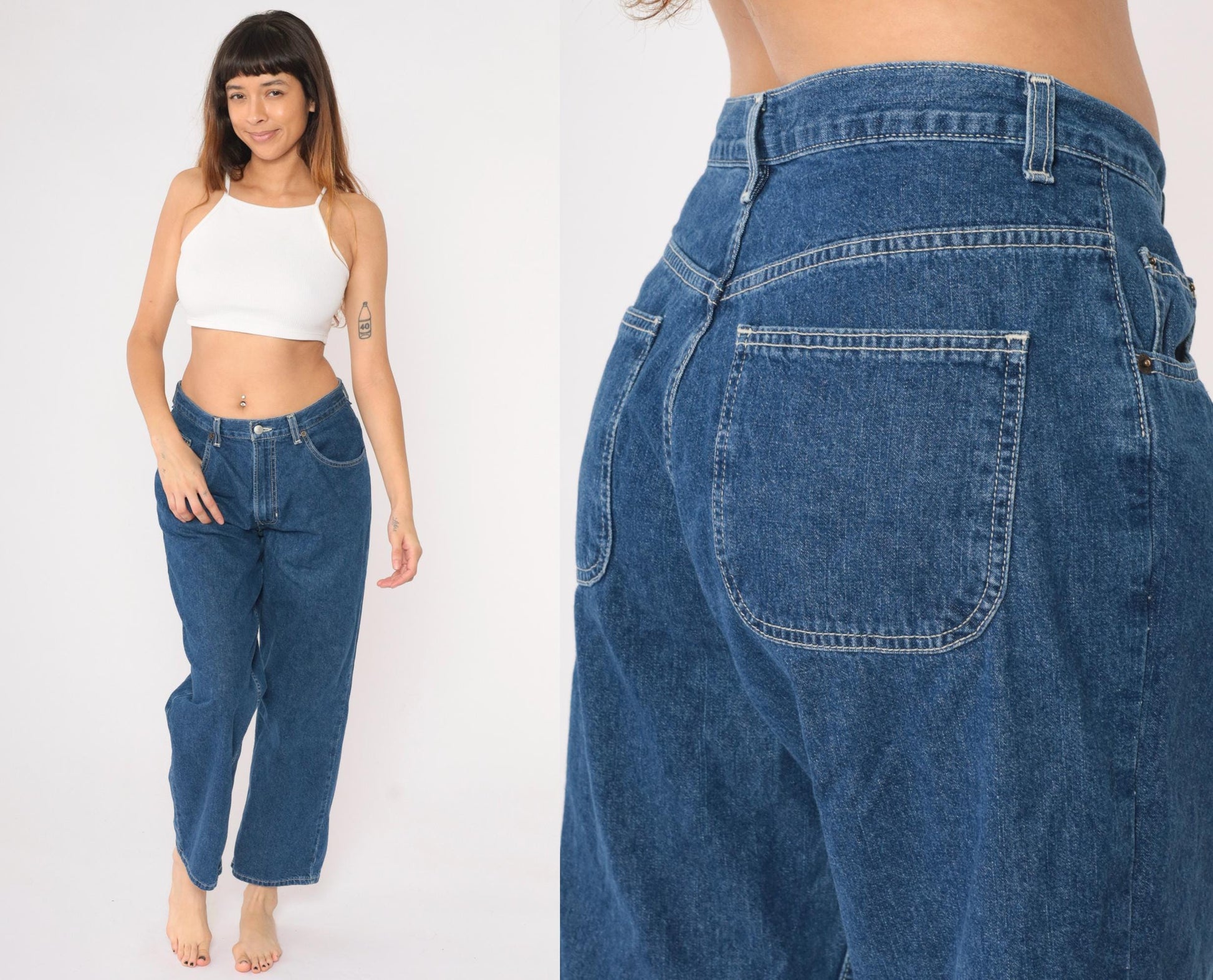 Y2K Old Navy High Waist Straight Leg Ankle Jeans Blue Denim Large 12