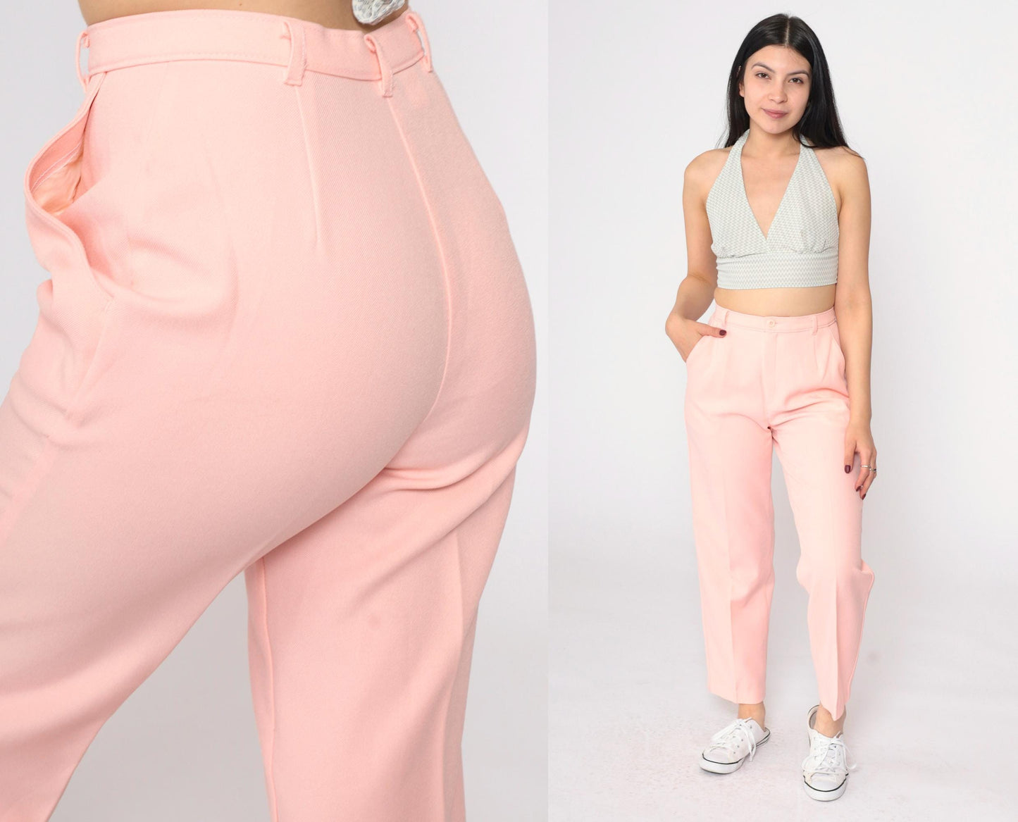 80s Levi's Bend Over Pink High-Waist Straight Leg Trousers Small