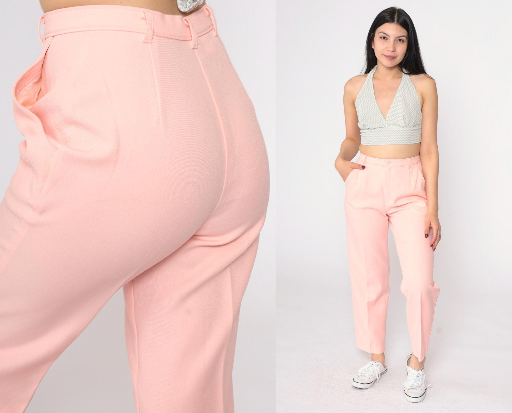80s Levi's Bend Over Pink High-Waist Straight Leg Trousers Small