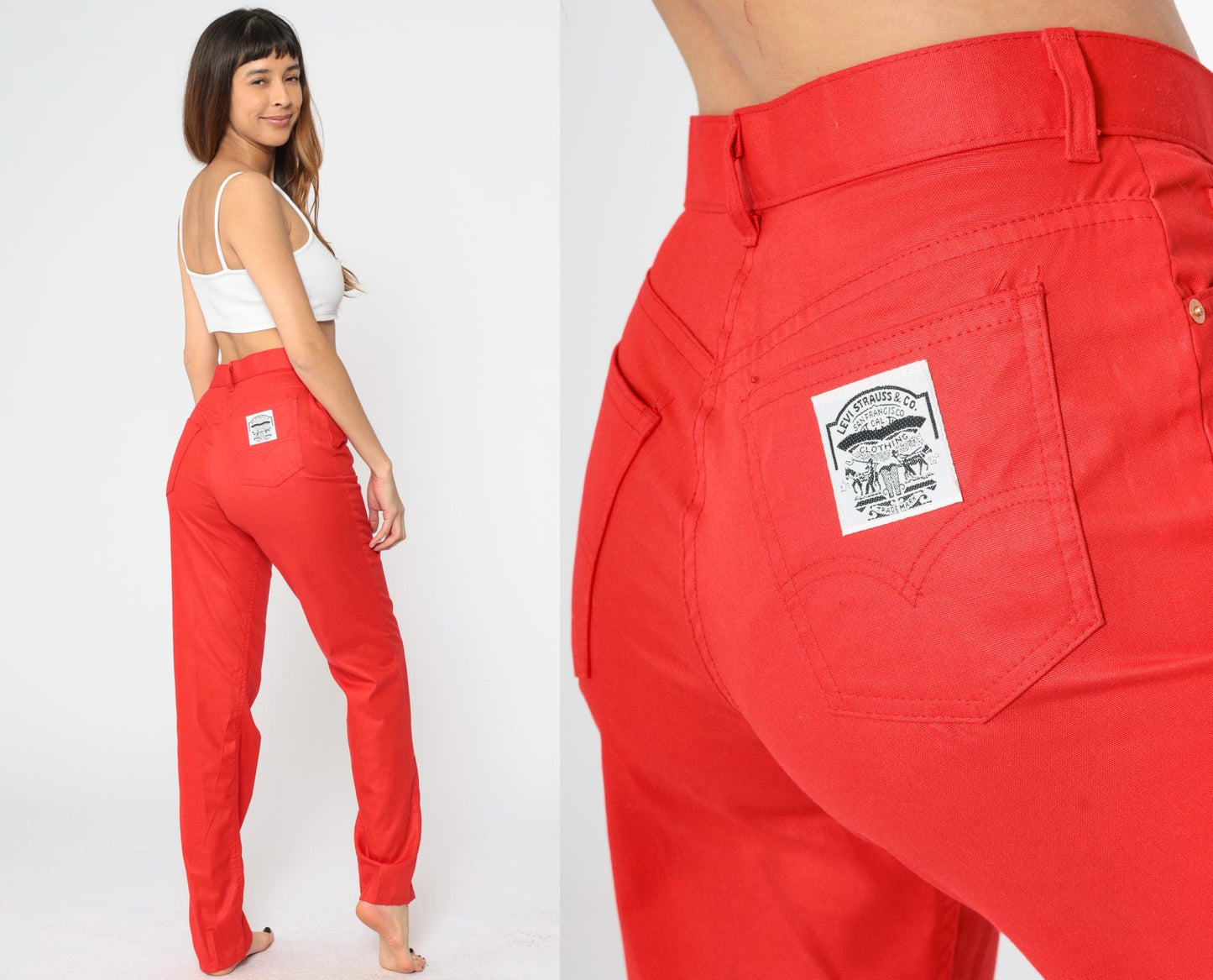 80s Levi's Red High-Waist Straight Leg Trousers Medium