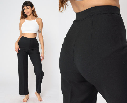 80s Black High-Rise Straight Trousers Bend Over Small S
