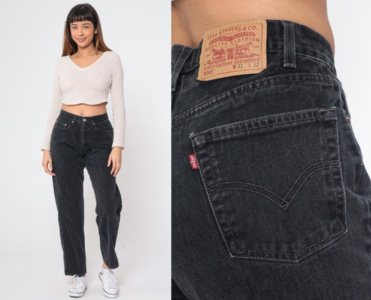 Y2K Levi's 550 Black Straight Leg Jeans High Rise Denim 31x32 Men's
